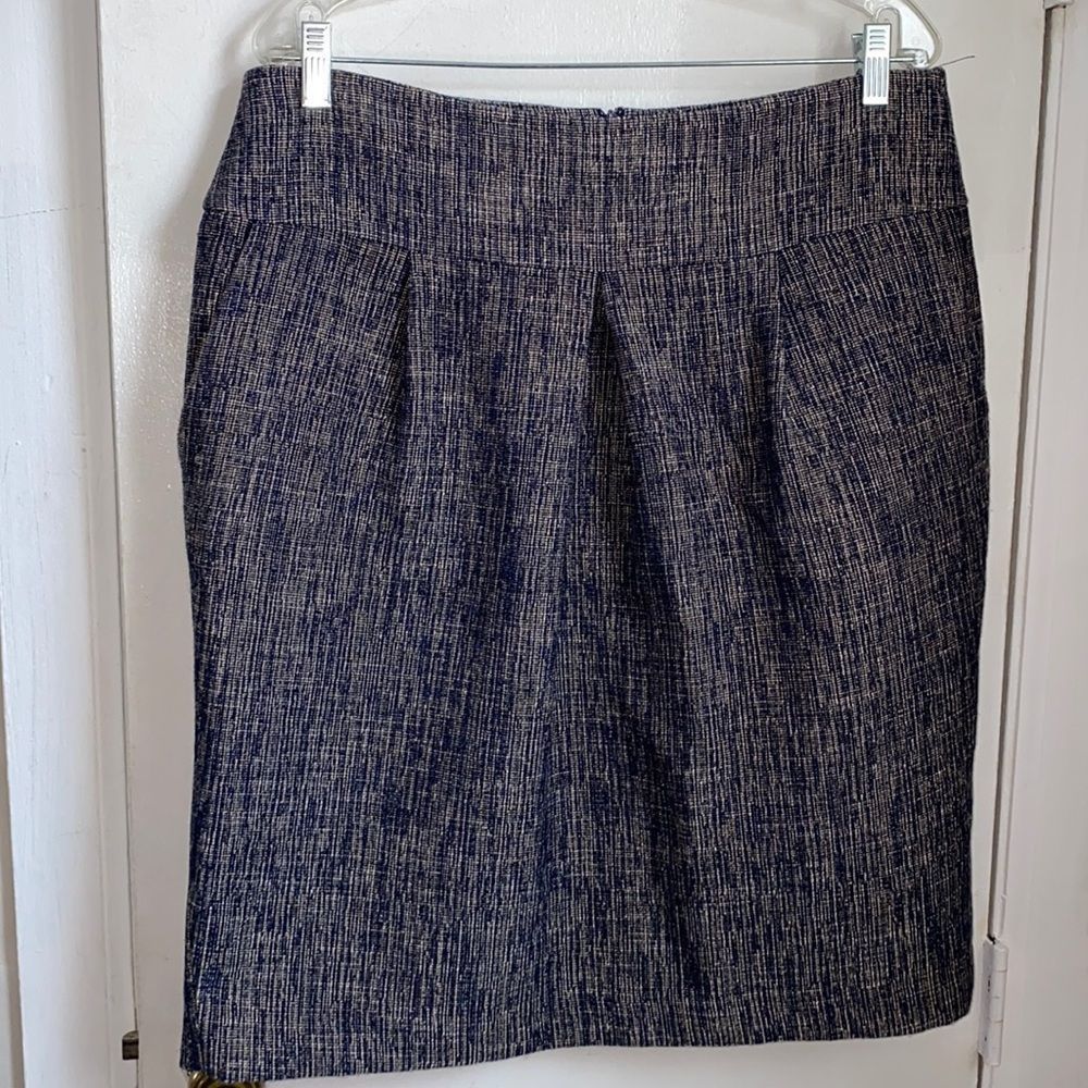 HOBBS Navy and Creme Tweed Skirt-14